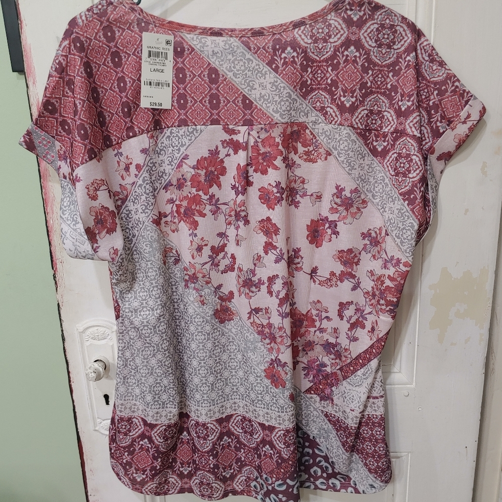 Style & Co Shirt Tee Floral Dress/Casual Women's BNWT - Picture 5 of 9